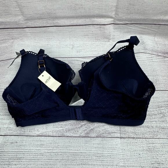Aerie Real Power Dark Blue Plunge Push Up Slumber Party Lace Bra Size 36C - Picture 6 of 12